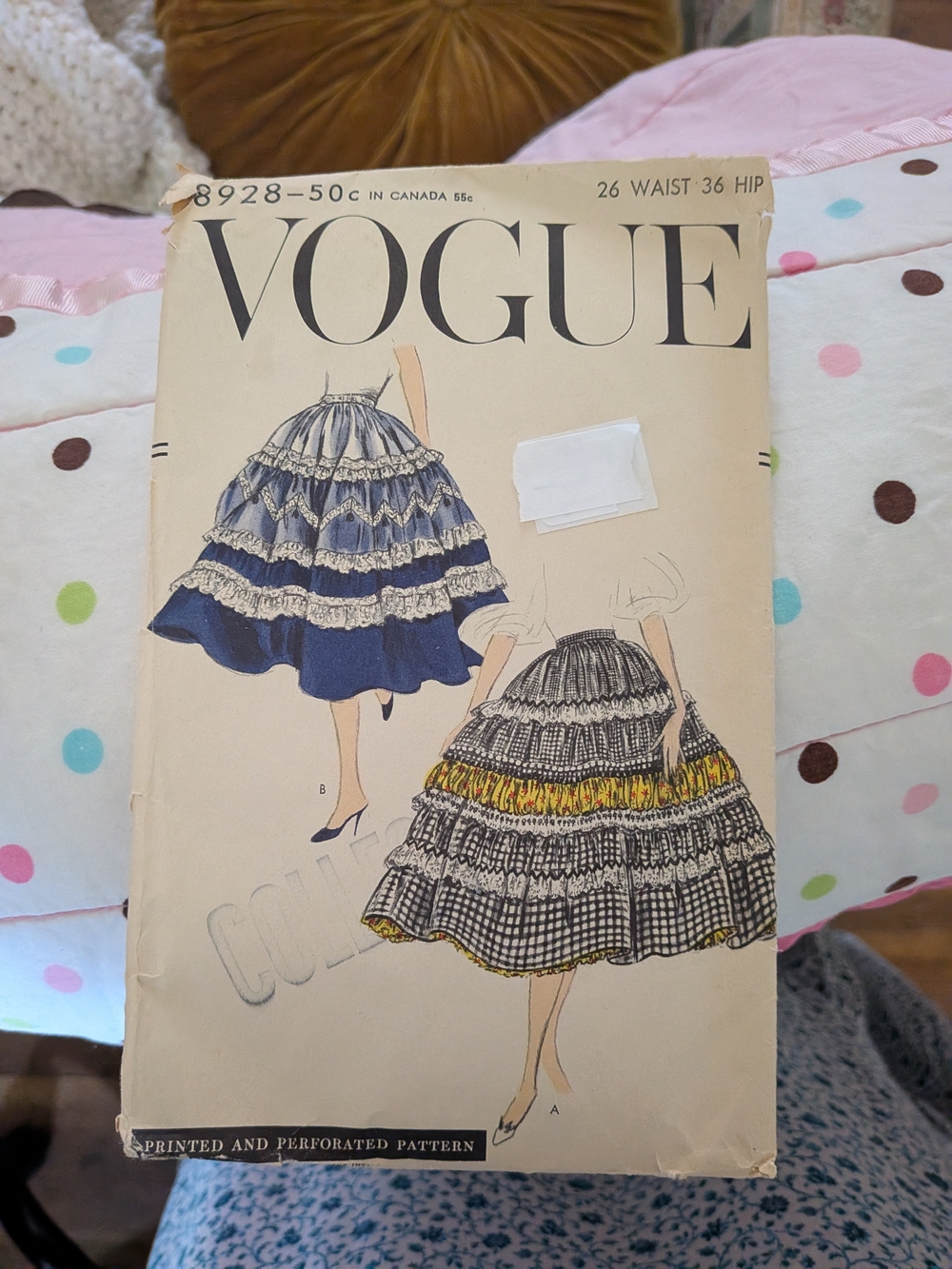 Vogue 8928-50 Tiered Skirt Sewing Pattern – Navy Blue, Black, Yellow Accents